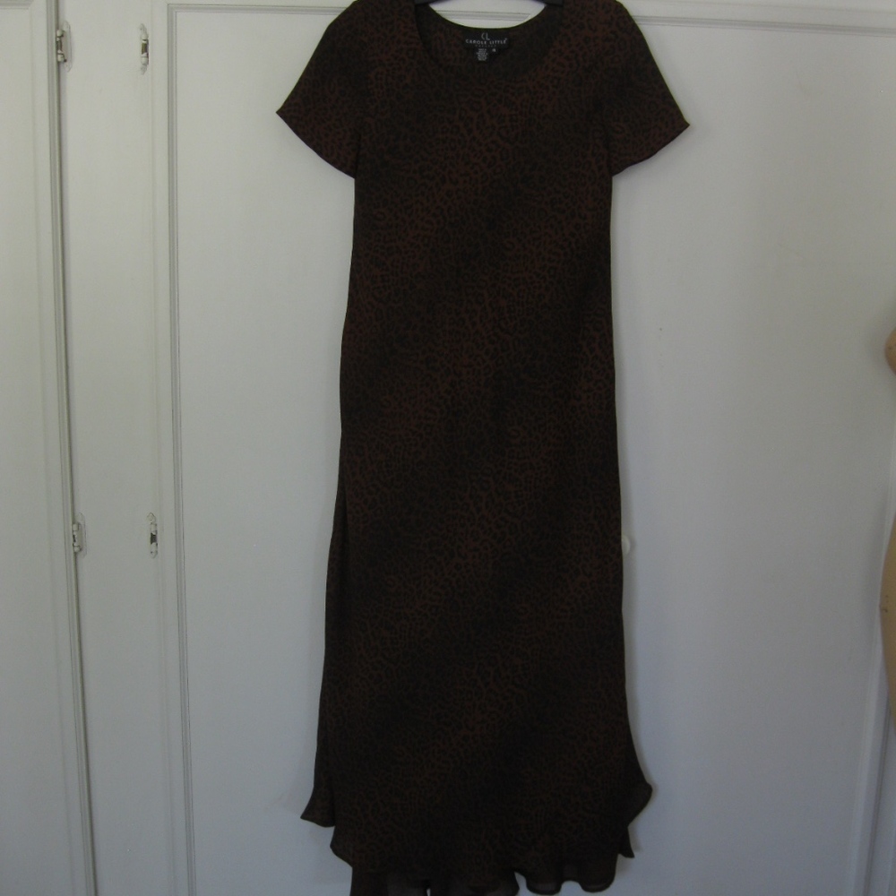Carole Little animal print dress, brown/blk, Sz 4